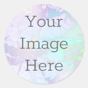 Sticker Rond Créez Votre Propre Bille Iridescente et Faux Feuil