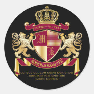 Sticker Rond Créez votre propre blason d'armoiries d'or rouge