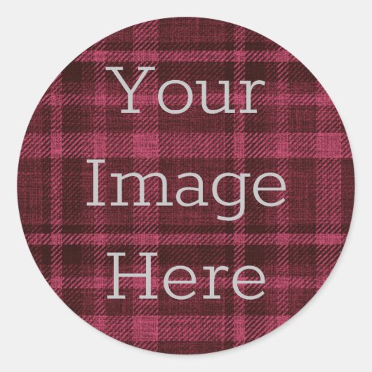 Sticker Rond Créez Votre Propre Flanelle à Carreaux Rouge Baie (Devant)