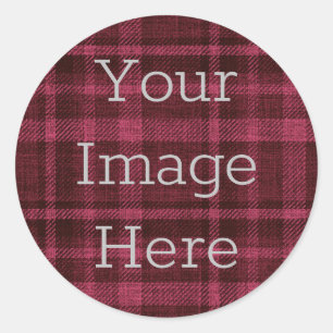 Sticker Rond Créez Votre Propre Flanelle à Carreaux Rouge Baie 