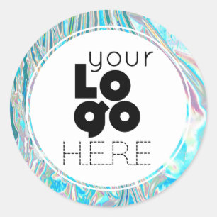 Sticker Rond Créez votre propre logo Faux Liquid Foil Iridescen