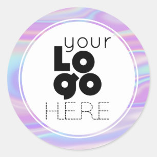 Sticker Rond Créez Votre Propre Logo Holographique Faux Iridesc