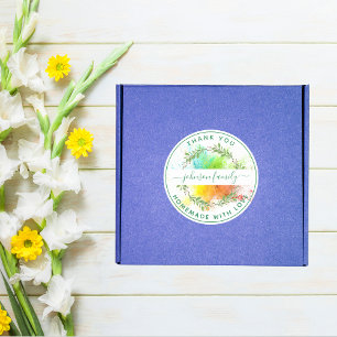 Sticker Rond Créez votre propre maison faite avec Merci d'amour