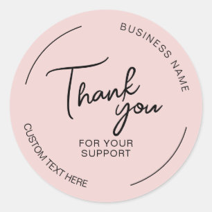 Sticker Rond Créez Votre Propre Merci Entreprise Rose