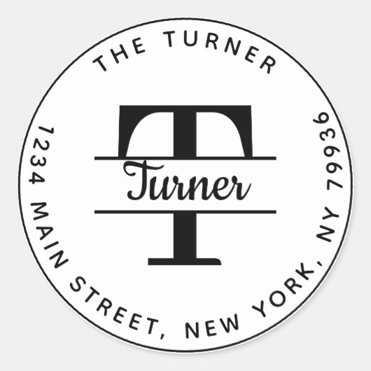 Sticker Rond Créez Votre Propre Monogramme D'adresse De Retour  (Devant)