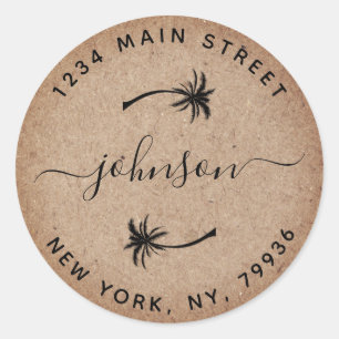 Sticker Rond Créez votre propre Palm Trees Round Return Adresse