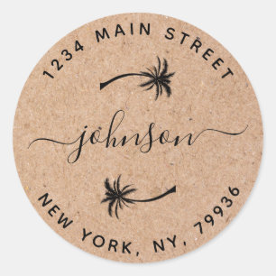 Sticker Rond Créez votre propre Palm Trees Round Return Adresse