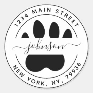 Sticker Rond Créez Votre Propre Patte Adresse de Retour Ronde M