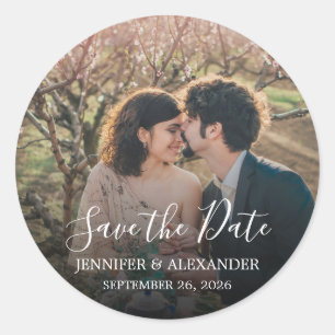 Sticker Rond Créez votre propre photo de mariage Save the Date