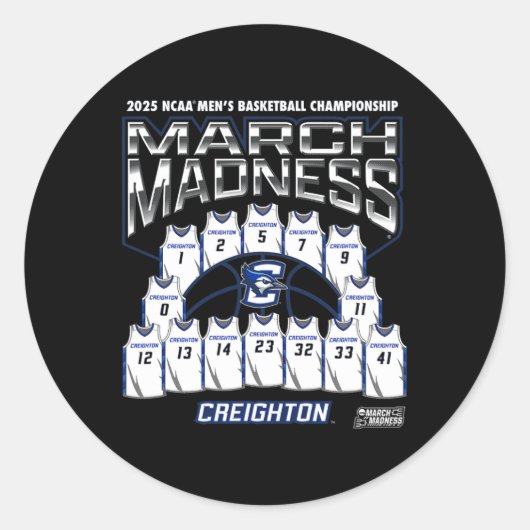 Sticker Rond Creighton March Madness 2025 Men's Sketll Nil  (Devant)