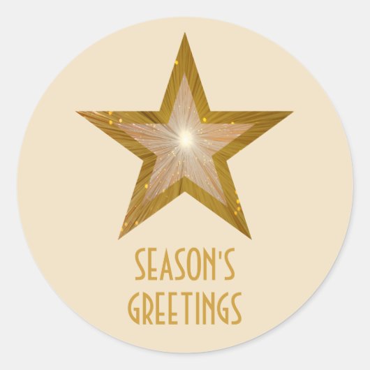Sticker Rond Crème adhésive ronde Gold Star 'Bonnes Fêtes (Devant)