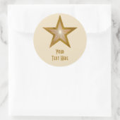 Sticker Rond Crème autocollante ronde "Gold" Star 'Your Text' (Sac)