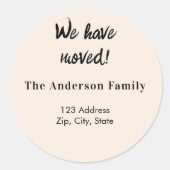 Sticker Rond Crème beige nous avons déplacé nouvelle adresse (Devant)