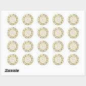Sticker Rond Crème blanche rose 50ème anniversaire Mariage (Feuille)