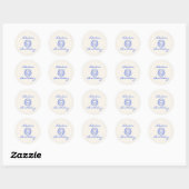 Sticker Rond Crème Bleue 30ème Main Drawn Cake Anniversaire (Feuille)