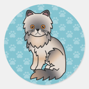 Sticker Rond Crème Bleue Avec Yeux En Cuivre Chat Perse