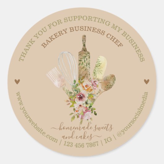 Sticker Rond Crème Boutique Restauration Boulangerie Chef (Devant)
