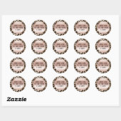 Sticker Rond Crème Brown Léopard noir rose (Feuille)