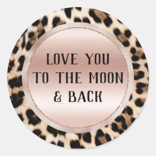 Sticker Rond Crème Brown Léopard noir rose