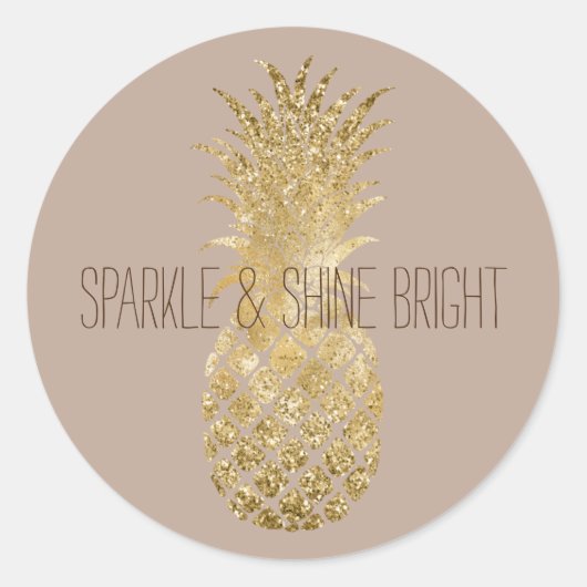 Sticker Rond Crème Brown Parties scintillant Glitzy ananas Spar (Devant)
