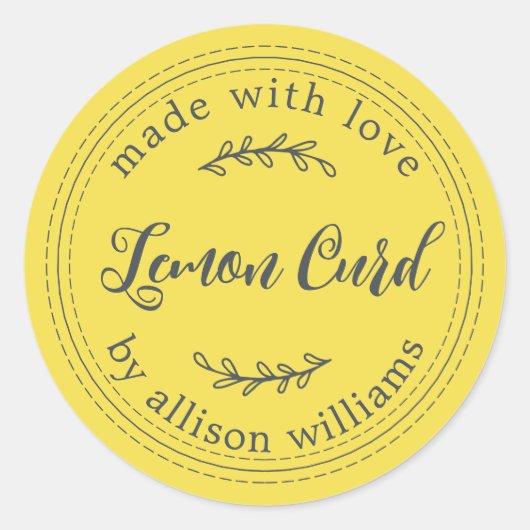 Sticker Rond Crème Citron Maison Rustique Jaune (Devant)