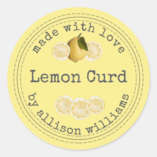 Sticker Rond Crème Citron Maison Rustique Jaune (Devant)