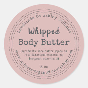 Sticker Rond Crème Corporelle Faite Main Rose Biologique Étique