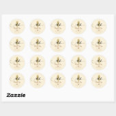 Sticker Rond Crème d'ananas d'or Mariage tropical élégant (Feuille)