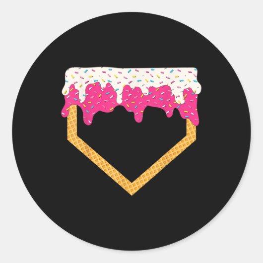 Sticker Rond Crème de baseball Cream Dripping Baseball Home Pla (Devant)