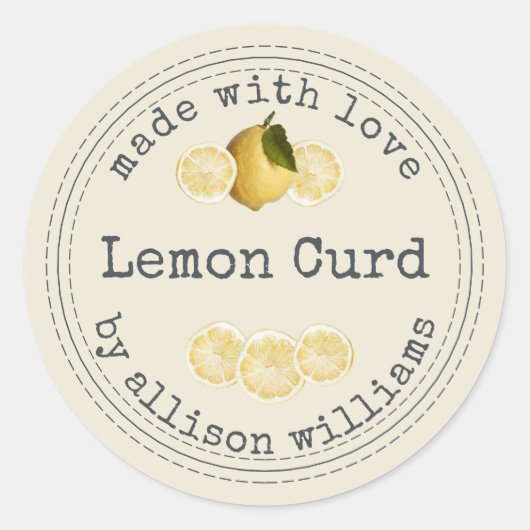 Sticker Rond Crème de citron maison rustique Antique Blanc (Devant)