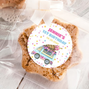 Sticker Rond Crème de glace 1er fête d'anniversaire
