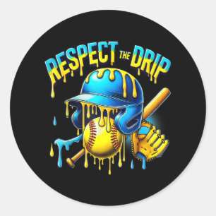 Sticker Rond Crème de glace de base-ball Drip Respectez la gout