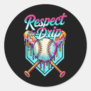 Sticker Rond Crème de glace de base-ball Drip Respectez la gout