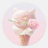 Sticker Rond Crème de glace Kitty - Rosy & Dreamy (Devant)