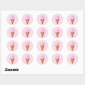 Sticker Rond Crème de glace rose douce Emoji (Feuille)