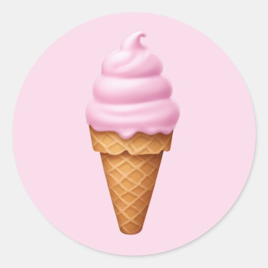 Sticker Rond Crème de glace rose douce Emoji (Devant)