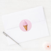 Sticker Rond Crème de glace rose douce Emoji (Enveloppe)