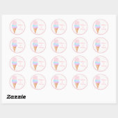 Sticker Rond Crème de glace rose or Pastel Anniversaire (Feuille)