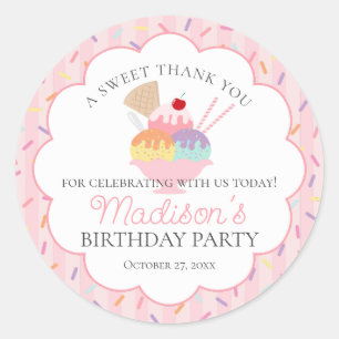Sticker Rond Crème de glace Sundae Heres Scoop Sweet Anniversai