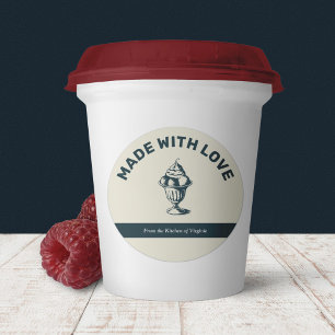 Sticker Rond Crème de glace vintage faite avec chevalet Étiquet