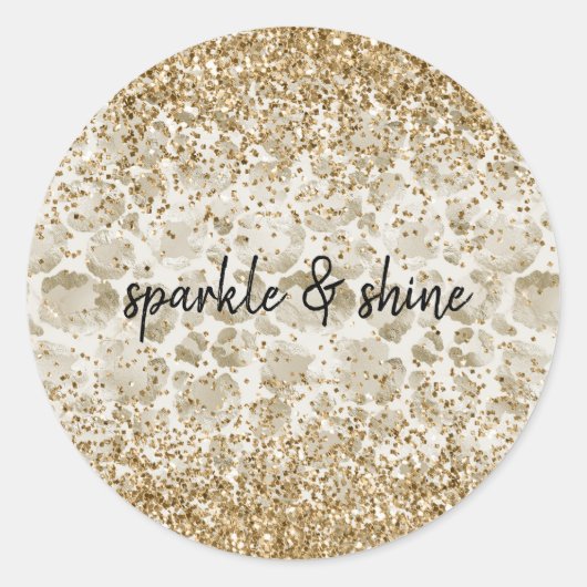 Sticker Rond Crème Empreinte de léopard Glitzy Sparkle (Devant)