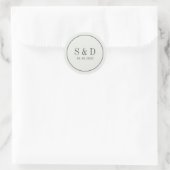 Sticker Rond Crème et bleu | Monogramme classique Mariage (Sac)