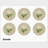 Sticker Rond Crème et Hydrangée verte Fabriquée avec amour (Feuille)