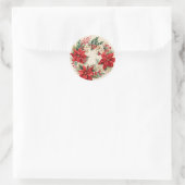 Sticker Rond Crème et rouge - Délices floraux d'hiver (Sac)