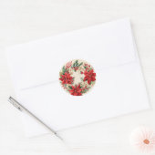 Sticker Rond Crème et rouge - Délices floraux d'hiver (Enveloppe)