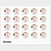 Sticker Rond Crème florale rose pourpre 40e anniversaire (Feuille)
