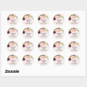 Sticker Rond Crème florale rose pourpre 60e anniversaire (Feuille)