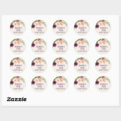 Sticker Rond Crème florale rose pourpre 75e anniversaire (Feuille)
