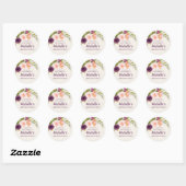 Sticker Rond Crème florale rose pourpre Merci d'anniversaire (Feuille)