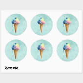 Sticker Rond Crème Glacée (Feuille)